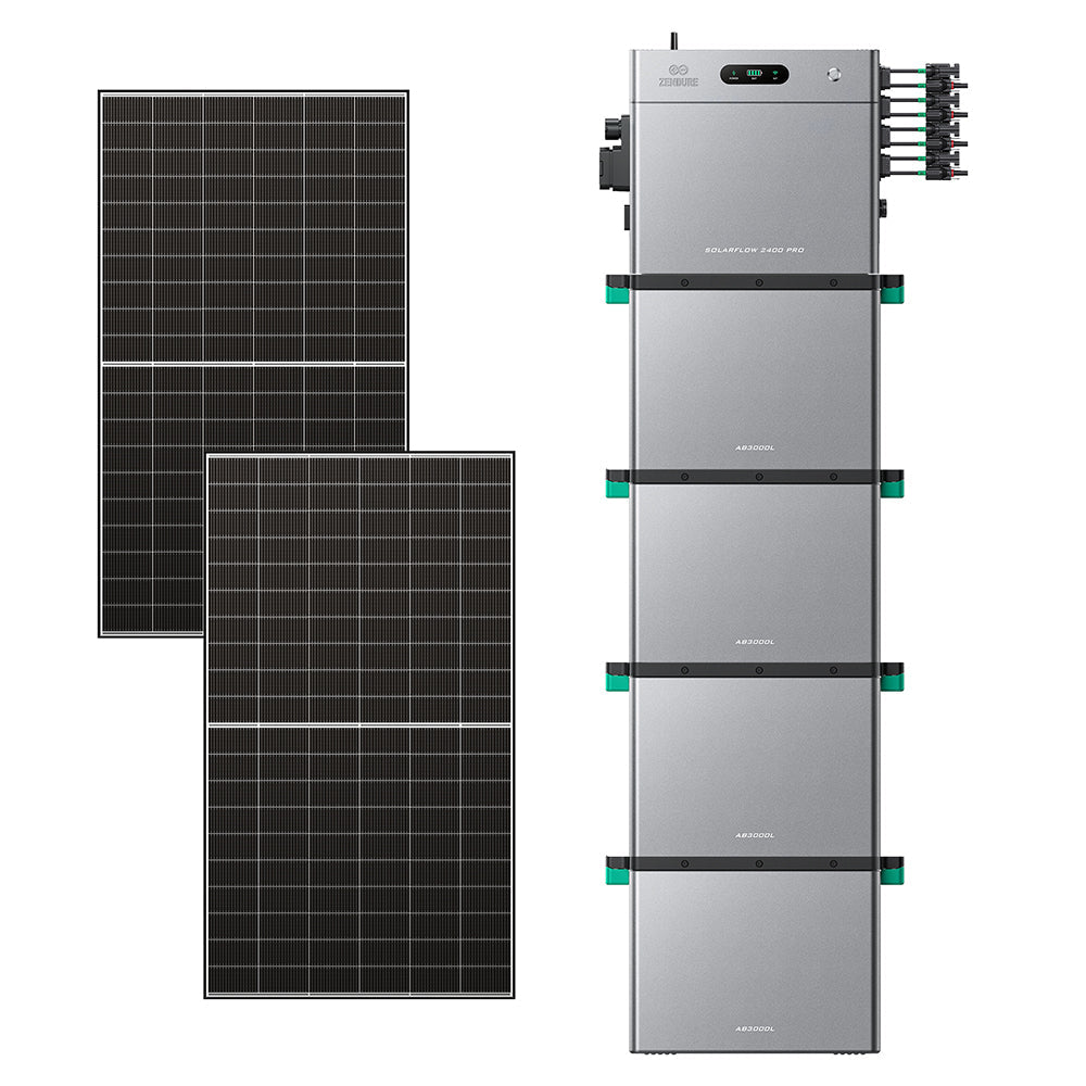 SolarFlow 2400 Pro avec quatre batteries additionnelles et deux panneaux 500W
