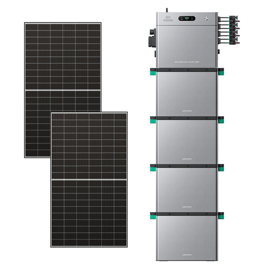 SolarFlow 2400 Pro avec quatre batteries additionnelles et deux panneaux 500W