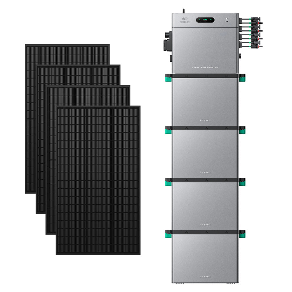 SolarFlow 2400 Pro avec quatre batteries additionnelles et quatre panneaux 450W