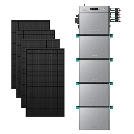 SolarFlow 2400 Pro avec quatre batteries additionnelles et quatre panneaux 450W