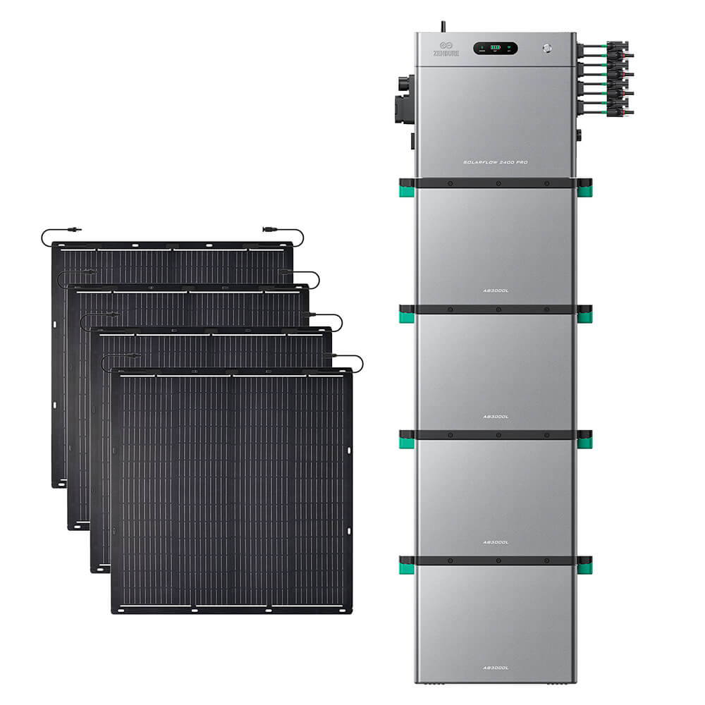 SolarFlow 2400 Pro avec quatre batteries additionnelles et quatre panneaux 230W