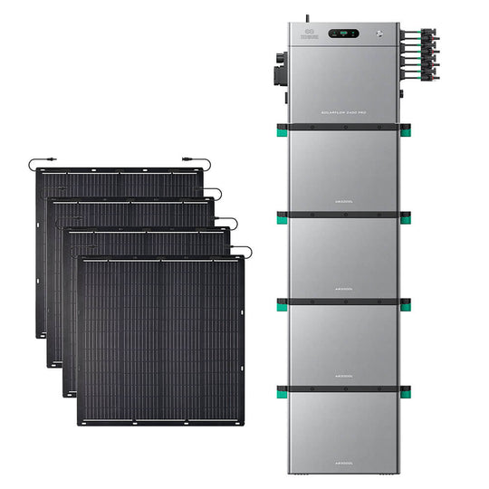 SolarFlow 2400 Pro avec quatre batteries additionnelles et quatre panneaux 230W