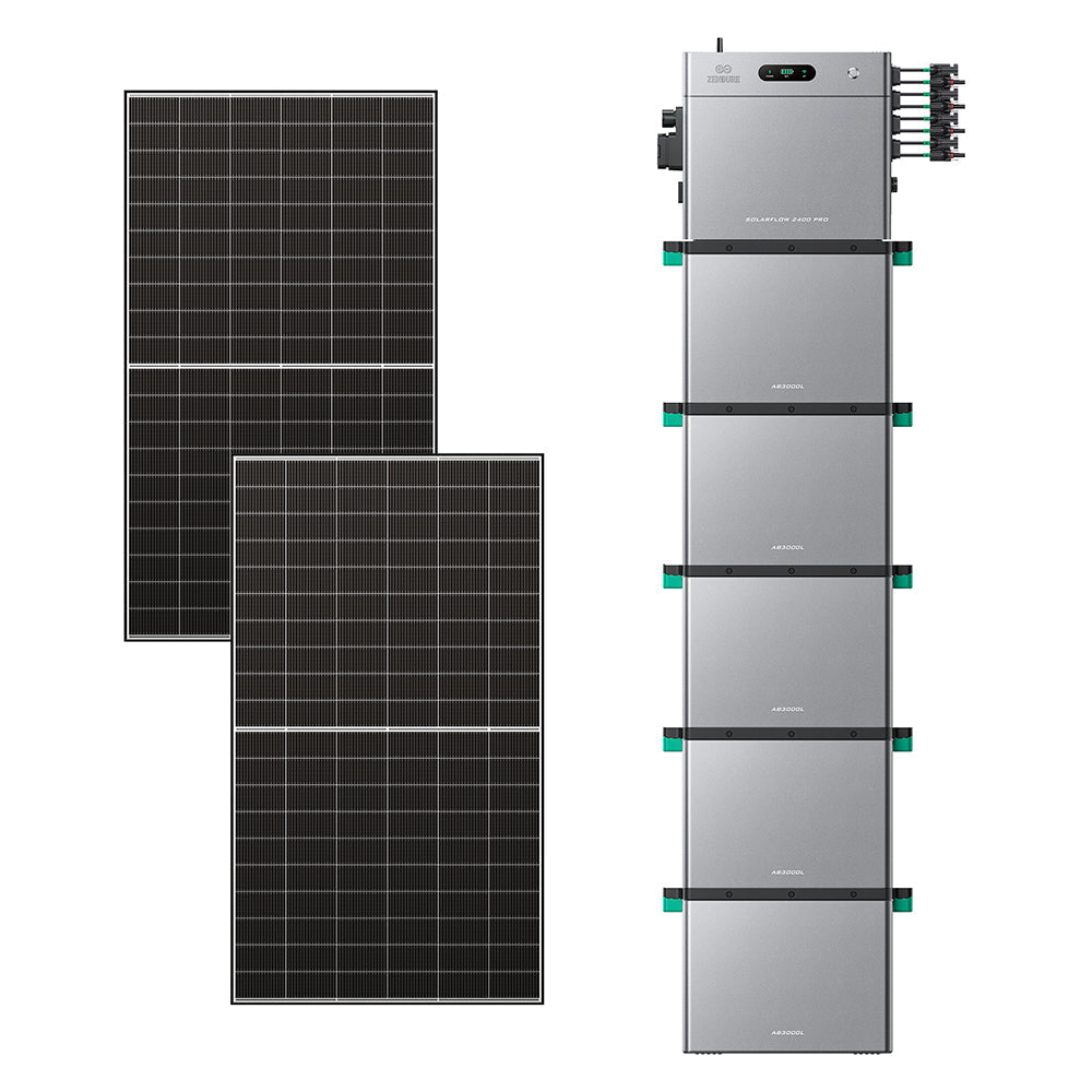 SolarFlow 2400 Pro avec cinq batteries additionnelles et deux panneaux 500W