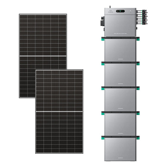 SolarFlow 2400 Pro avec cinq batteries additionnelles et deux panneaux 500W