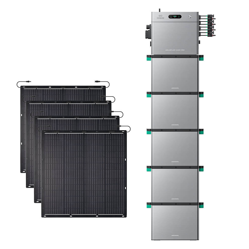 SolarFlow 2400 Pro avec cinq batteries additionnelles et quatre panneaux 230W